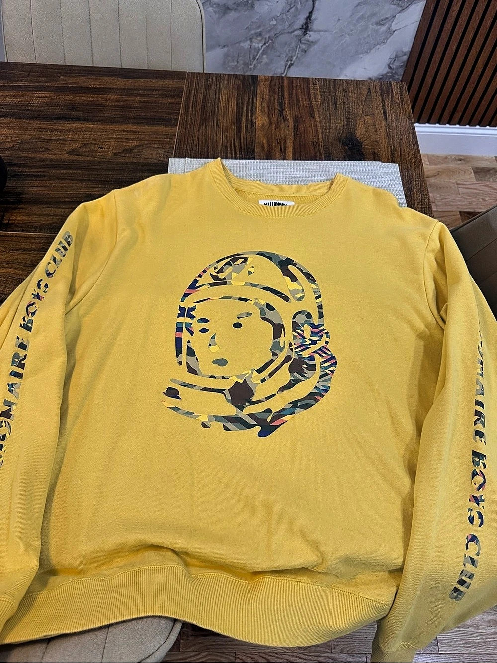 Billionaire Boys Club Camo Graphic Sweatshirt in Yellow XXL
